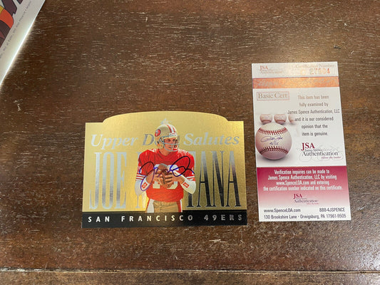 JOE MONTANA Auto 49ers 1995 Upper Deck Salutes 4X6 JM1 AUTOGRAPHED JSA Auth