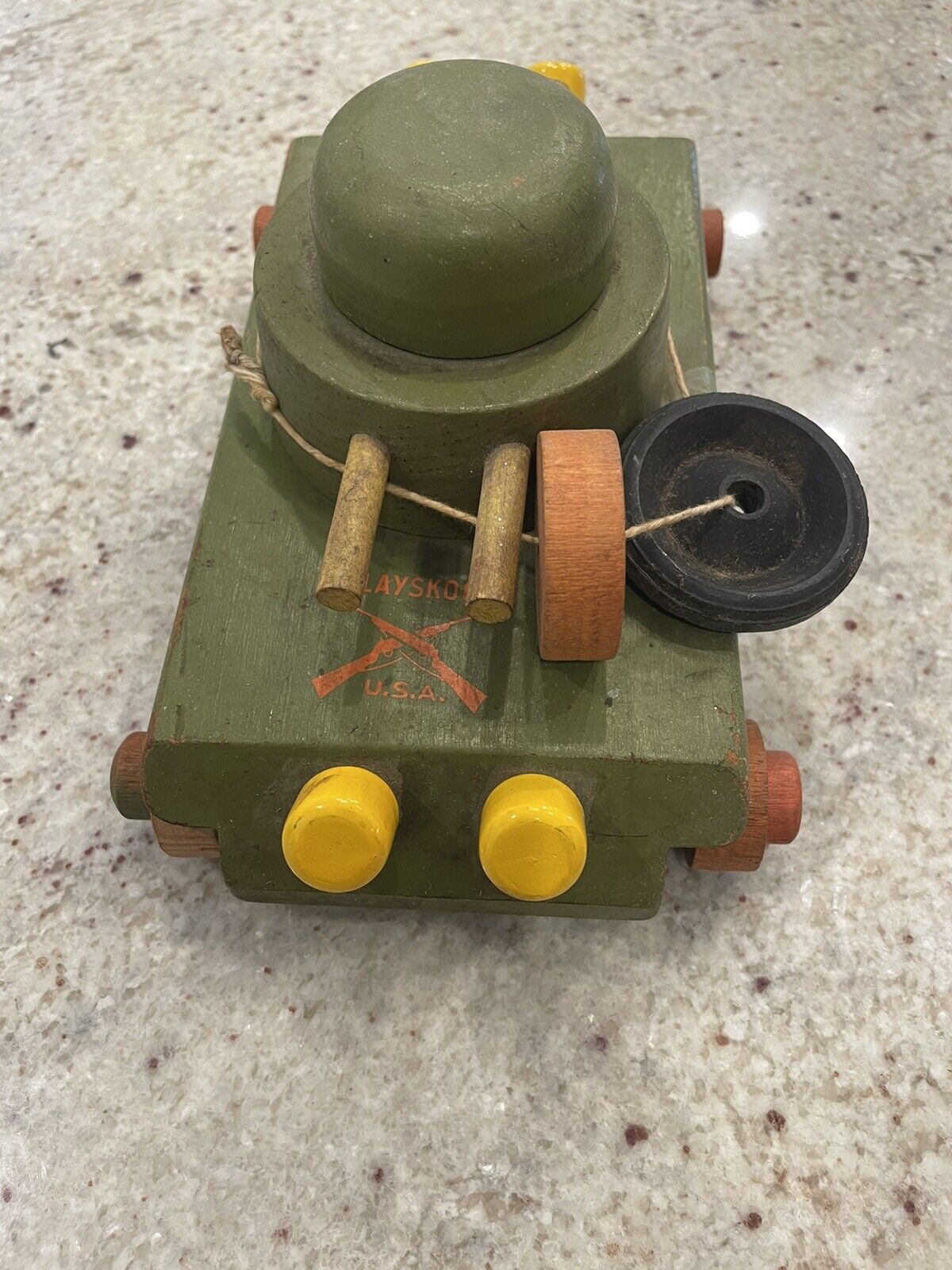 Playskool USA Antique Wooden Tank Take a Part Vintage Army -As Shown *Noles2148*