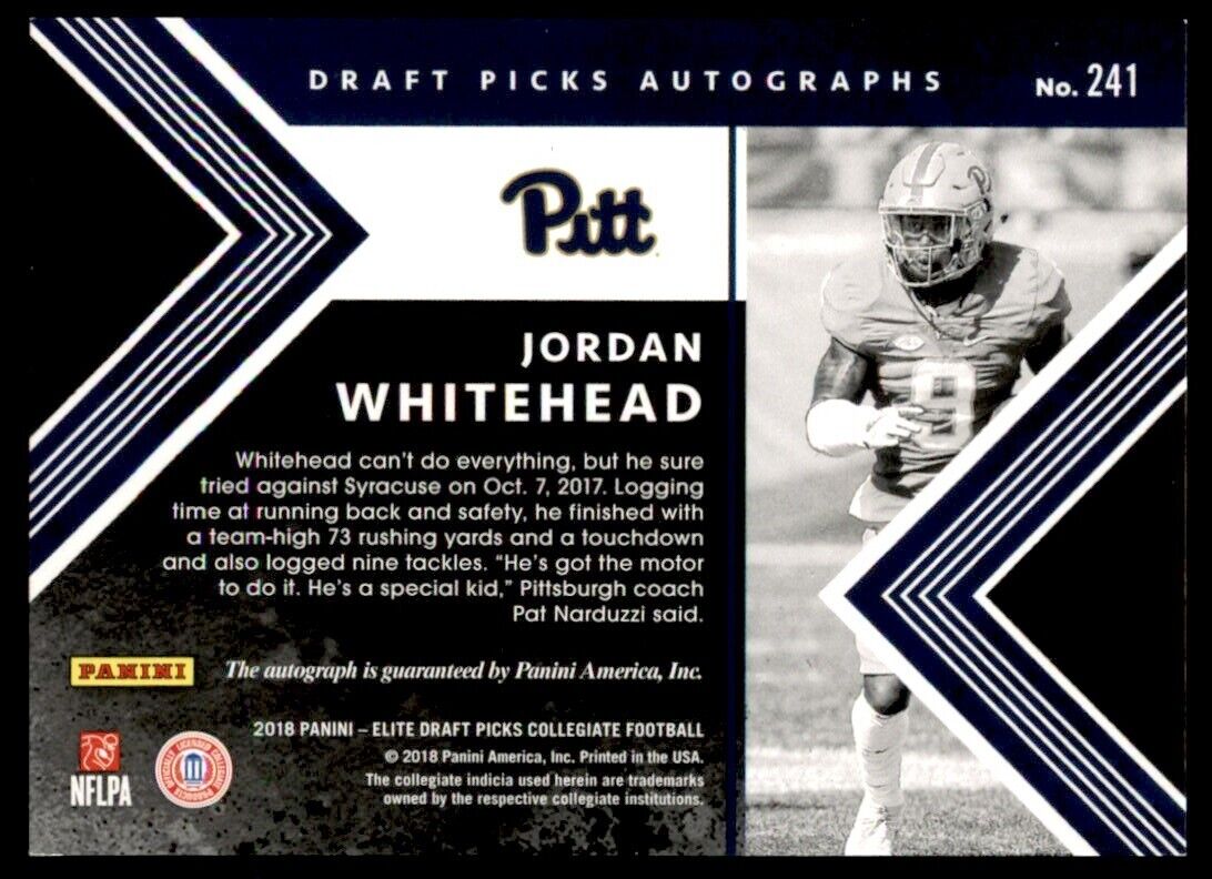 2018 Panini Elite Draft Picks Autographs Emerald Jordan Whitehead Auto RC 5/5