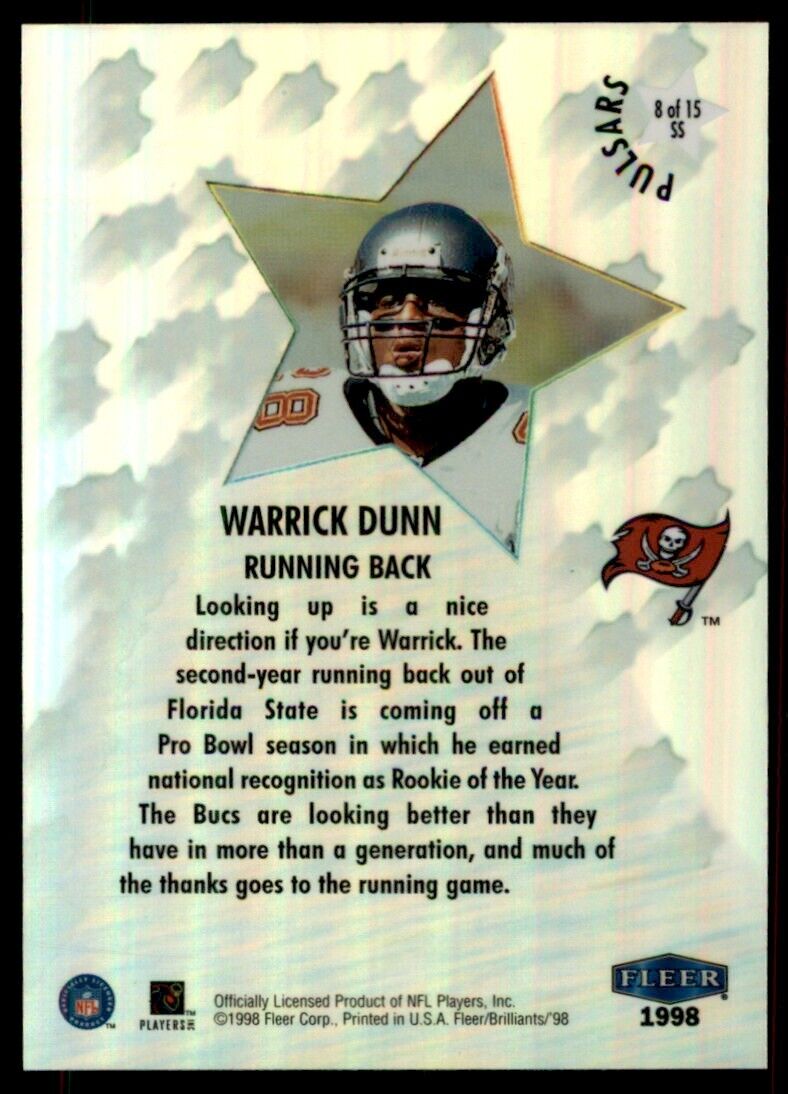 1998 Fleer Brilliants Shining Stars Pulsars Warrick Dunn Bucs #8SS *Noles2148*