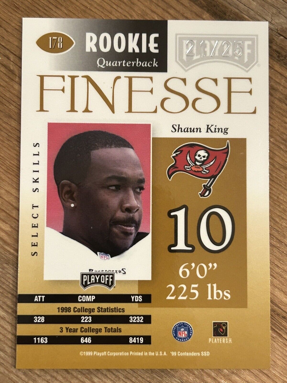 1999 Playoff Contenders SSD Finesse GOLD Shaun King SSP #d/25 RARE NO Autograph