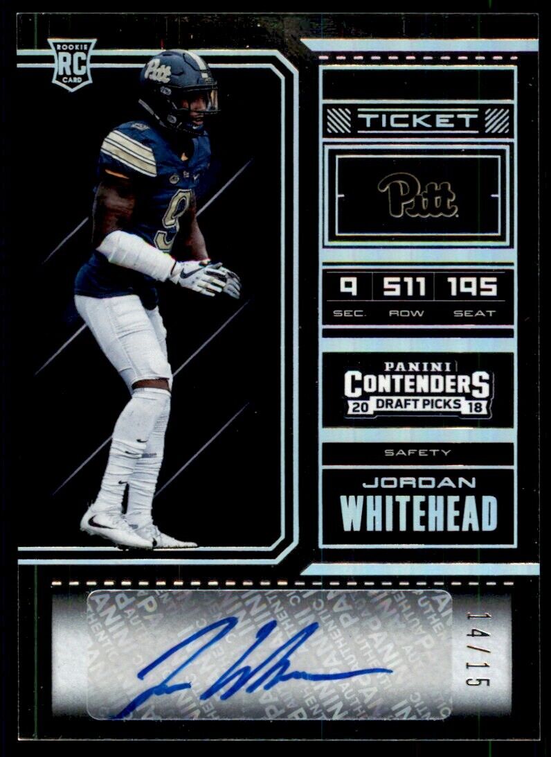 2018 Panini Contenders Draft Playoff Jordan Whitehead Auto RC 14/15 Bucs #373