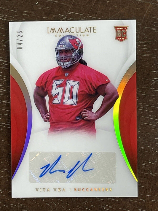 2018 Panini Immaculate Vita Vea Autograph RC SSP #d /25 Bucs *Noles2148*